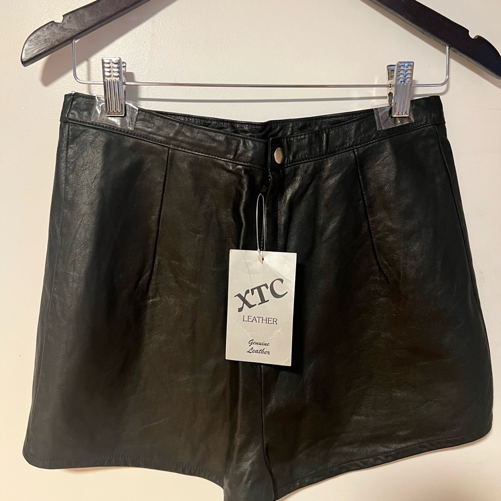 XTC Women's High Waist Black Leather Shorts New with tags